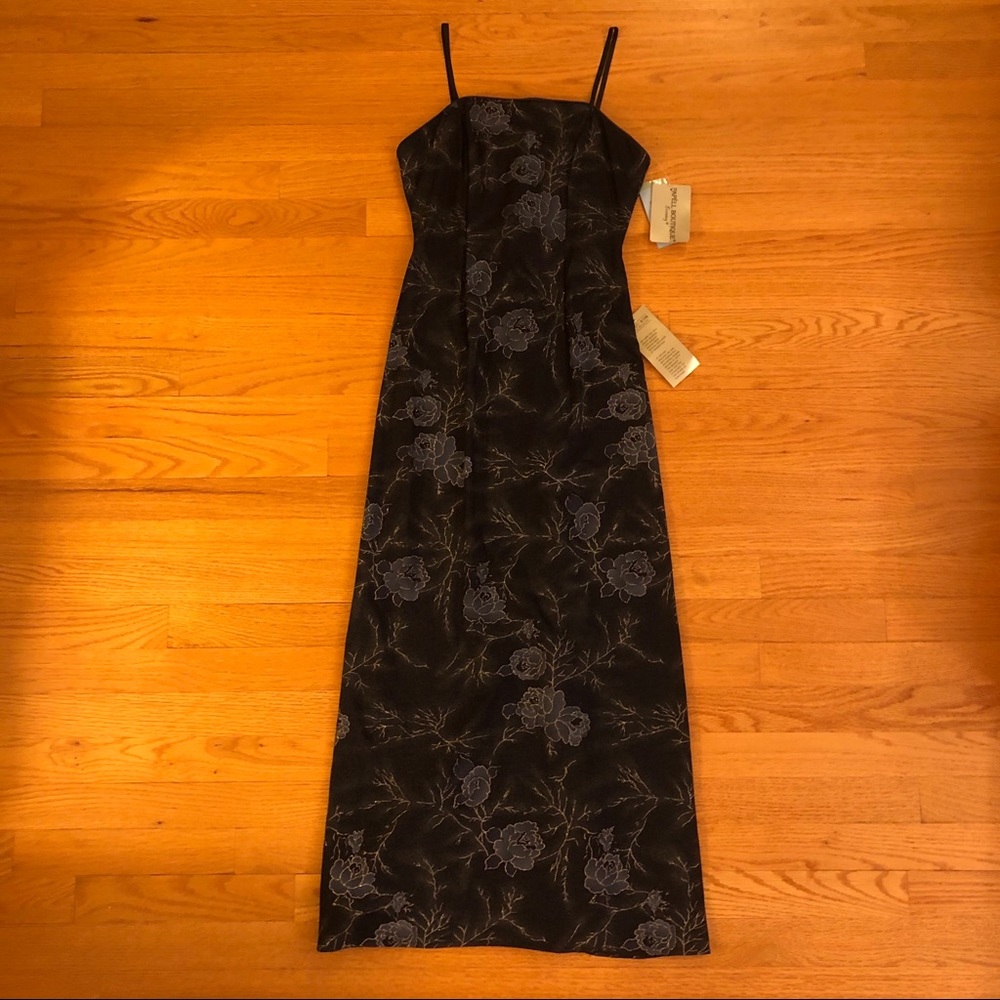 NWT Navy Floral Glittery Long Dress